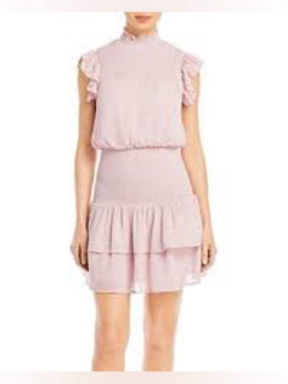 Aqua Soft Pink Ruffle Sleeve Mini Dress 1075